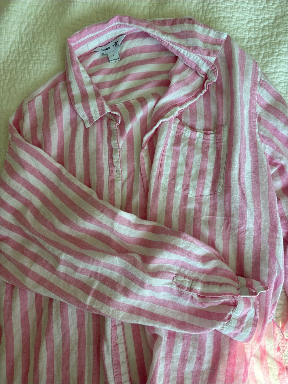 Old Navy Pink and White Striped Beach Coverup